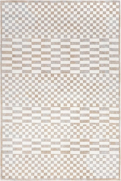 nuLOOM Nikita Checkered 4x6 Machine Washable Area Rug for Living Room Bedroom Dining Room Kitchen, Beige/Ivory