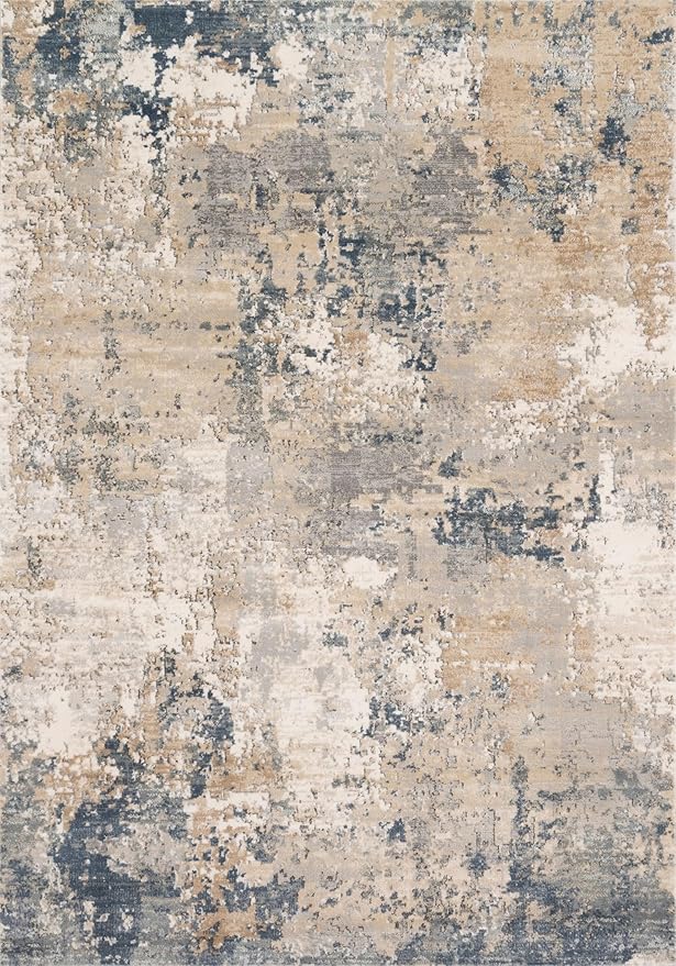 Loloi Teagan Collection TEA-06 Sand/Mist 3'-4" x 5'-7" Accent Rug, Large, Soft Neutral Rug, High-Traffic for Living Room, Bedroom, Home Office, Dining Area
