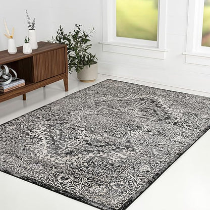 JONATHAN Y Vintage Medallion Indoor Area Rug Black 3X5, Modern Boho for Living Room, Bedroom, Kitchen, Office, Easy-Cleaning, High Traffic, Pet-Friendly, Non-Shedding MDP100D-3