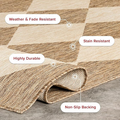 nuLOOM 9'6" x 12' Outdoor Performance Area Rug, Stain Resistant, Weather Resistant, High Traffic, Patio, Balcony, Outside, Sabina Brown