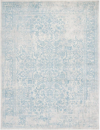 SAFAVIEH Area Rug 10x14 - Evoke Collection - Large - Ivory & Aqua, Distressed Design, Non-Shedding & Easy to Clean, Ideal for Living Room, Bedroom, Dining Space (EVK256J)