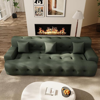 114'' Oversized Sectional Couches for Living Room Boneless Modular Sectional Sofa Plush Cloud Modular Couch Modern Sectionals with Deep Seat, No Assembly Required, 3 Seater, Green