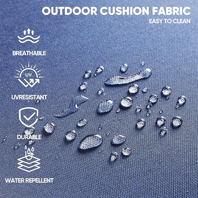 Swivel Patio Chairs Sofa Set of 4 with 6" Thick Cushion - Wicker Outdoor Swivel Rocker Patio Chair with Side Table, High Back Comfortable Outdoor Glider Chairs - Grey Wicker | Blue Cushions