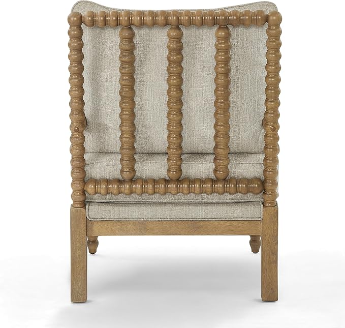 Morden Fort Linen Fabric Spindle Accent Chairs Set of 2, French Style Chairs with High Resilience Spring Cushion and Armrest Pads, Leisure Armchair for Living Room Bedroom Farmhouse Office Balcony