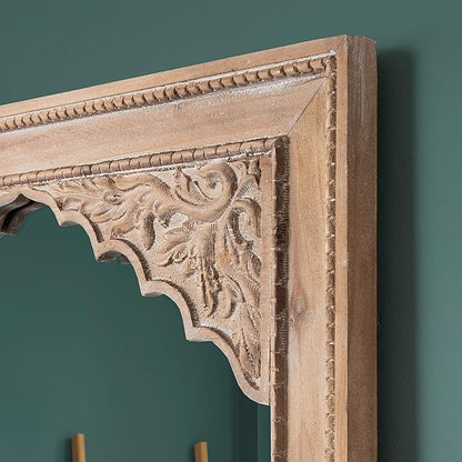Kate and Laurel Shivani Boho Wall Mirror, 24 x 36, Rustic Brown, Farmhouse Wall Decor with Ornate Detailing