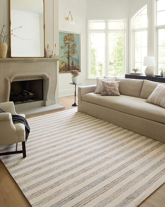 Loloi Chris Loves Julia Chris Collection CHR-05 Ivory/Slate 11'-6" x 15', .50" Pile Height, Area Rug
