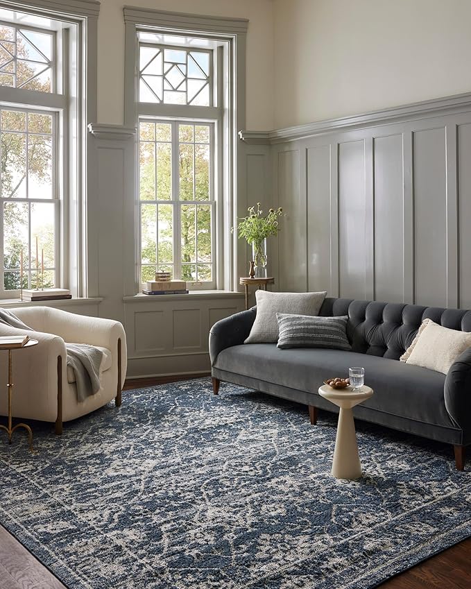 Loloi Magnolia Home by Joanna Gaines Gigi Collection GIG-02 Navy/Stone 9'-2" x 13' Area Rug