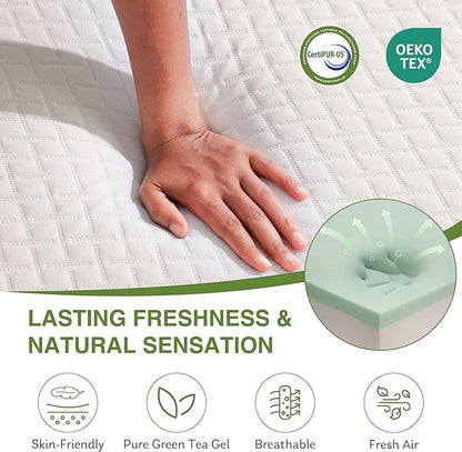 EGOHOME 6 Inch Full Size Mattress for Kids, Memory Foam Mattress with Cooling Green Tea Gel, Relieve Pressure with Medium Firm Support, CertiPUR-US Certified, 75''L x 54''W, White