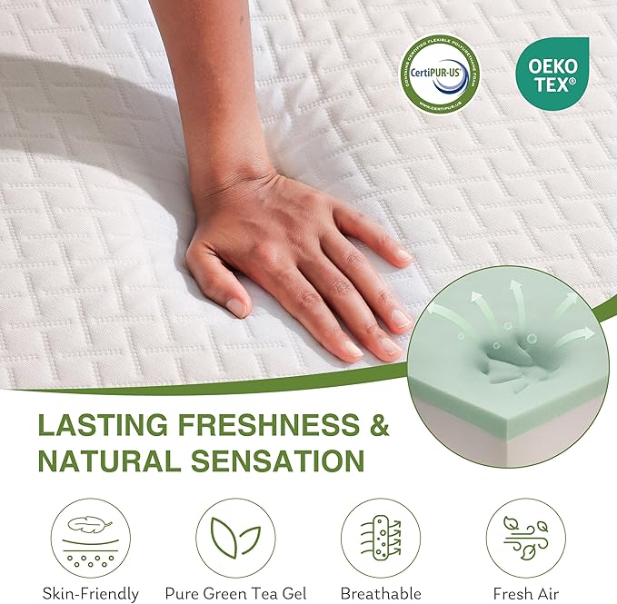 EGOHOME Full Size Memory Foam Mattress, 12 Inch Bed Mattress in a Box with Cooling Green Tea Gel, Relieve Pressure with Medium Support, CertiPUR-US Certified, 75''L x 54''W, White