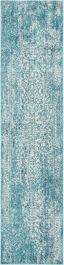 SAFAVIEH Evoke Collection 2'2" x 11' Blue/Ivory EVK256C Oriental Distressed Non-Shedding Living Room Bedroom Runner Rug