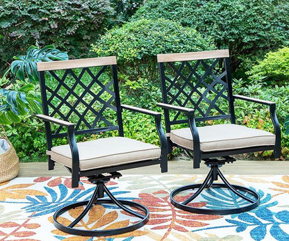 Sophia & William Outdoor Swivel Metal Chairs Set of 2, Patio Dining Chairs with Cushions, Strong Capacity Furniture Set for Garden Backyard Support 300lbs