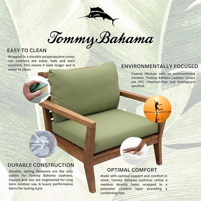 Tommy Bahama Deep Seating Lounge Cushion, 26" X 26" X 4", Bamboo Bay Pear