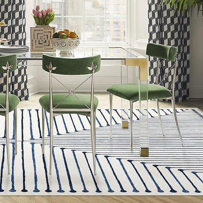 RUGGABLE x Jonathan Adler Machine Washable Modern Area Rug – Inkdrop Slate Blue 9x12, Stain-Resistant, Non-Slip – Large Rugs for Living Room, Bedroom, Hallway, Entryway & Office–with Cushioned Pad