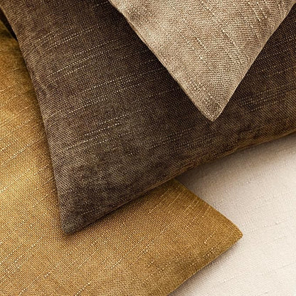 Foindtower Pack of 2 Soft Textured Chenille Throw Decorative Pillow Covers Square Accent Solid Cushion Cover Neutral Farmhouse Pillow Case for Couch Sofa Bedroom Living Room 18x18 Inch,Taupe Brown