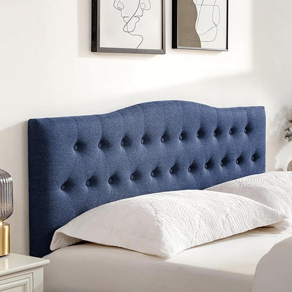 Tufted Upholstered Headboard Twin Size, Sturdy and Durable Solid Wood Twin XL headboard, Fabric Headboard Adjustable Height from 37” to 51”, Modern Button Diamond Design Head Board, Blue