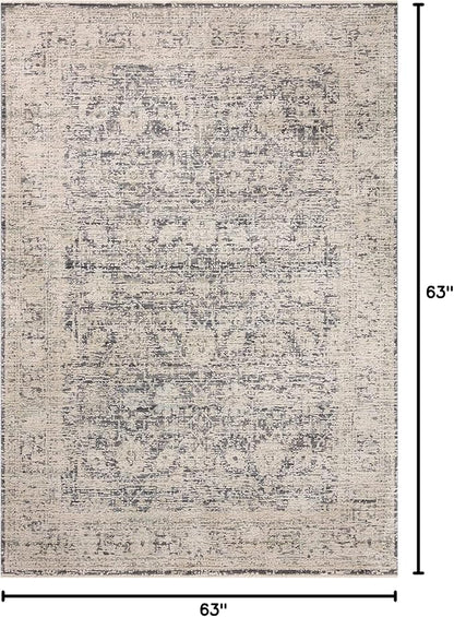 Loloi Amber Lewis Alie Collection ALE-05 Charcoal/Beige 5'-3'' x 5'-3'', .13'' Pile Height, Round Area Rug