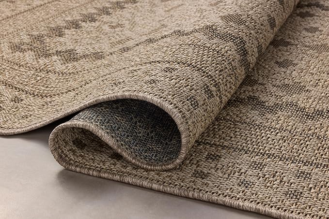 Loloi Chris Loves Julia Providence Collection PRC-06 Charcoal/Dove 7'-6" x 7'-6", .12" Pile Height, Indoor/Outdoor Round Area Rug
