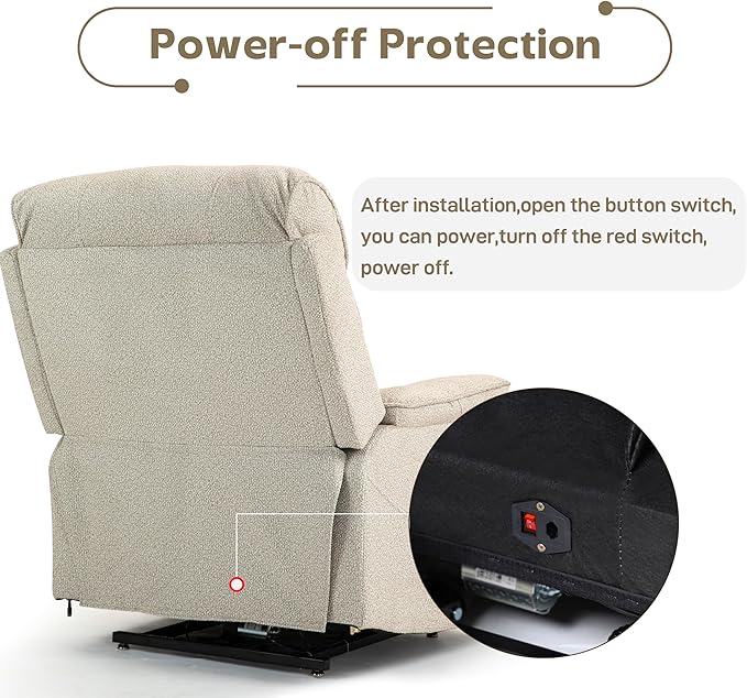 Power Lift Recliners Chairs for Elderly Adults Lay Flat Recliner with Heat & Massage, Wireless Charging Device, USB Ports, Cup Holder, Lumbar Pillow, 400Lbs（Grainy Fibric,Oatmeal）