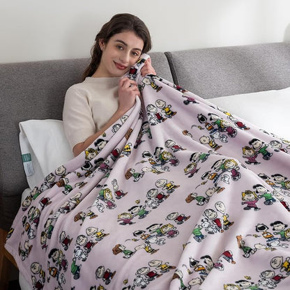Berkshire Blanket Peanuts® VelvetLoft® Cute Character Snoopy Plush Blanket,Peanuts Laughing Robe Lilac,Twin 60 in x 90 in (Official Peanuts® Product)