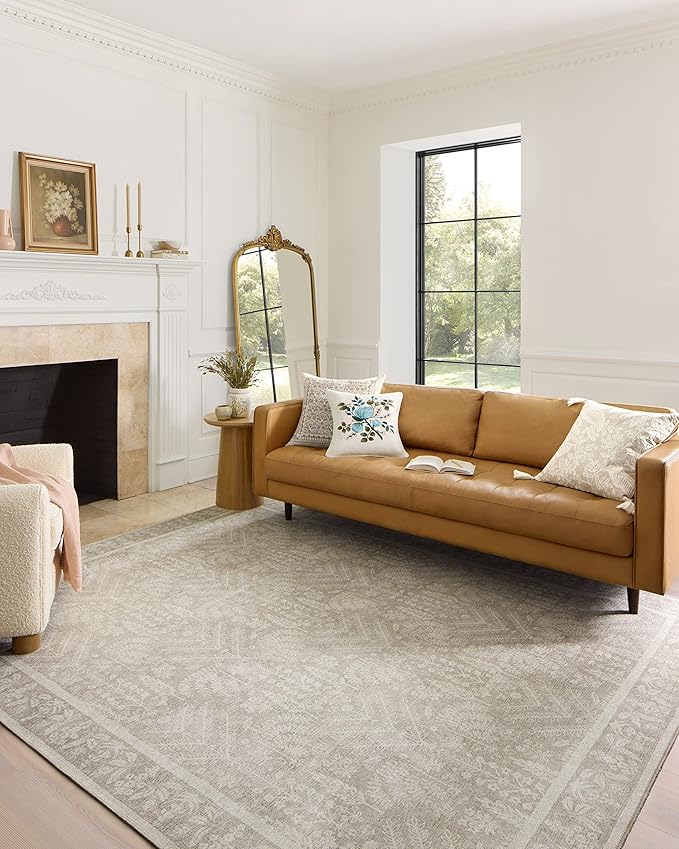 Loloi Rifle Paper Co. Maison Collection MAO-02 Bough Natural 5'-0" x 5'-0", .19" Pile Height, Round Area Rug