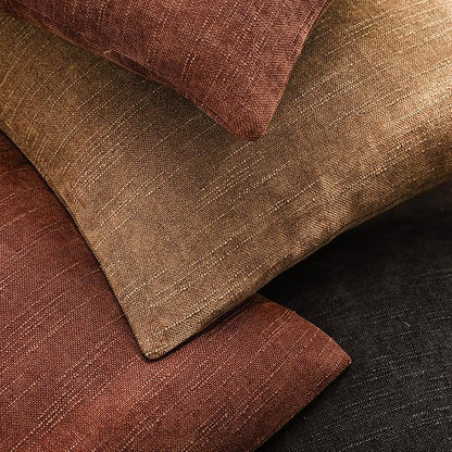 Foindtower Pack of 2 Textured Chenille Throw Decorative Pillow Covers Square Accent Solid Cushion Cover Neutral Farmhouse Lumbar Pillow Case for Couch Sofa Bedroom Living Room 12x20 Inch,Red Taupe