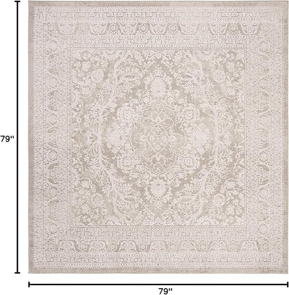 SAFAVIEH Reflection Collection Area Rug - 6'7" Square, Beige & Cream, Non-Shedding & Easy Cleaning, Ideal for Living Room, Bedroom (RFT668A)