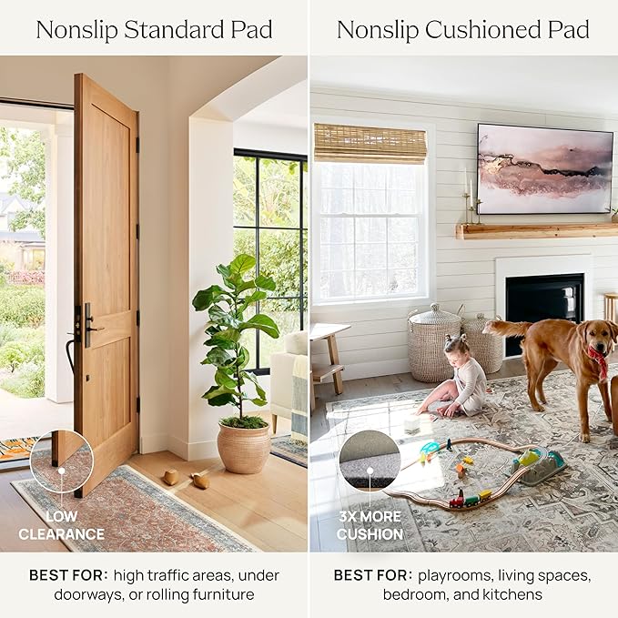 RUGGABLE Washable Vintage Area Rug – Kamran Ivory Opal 2x3, Stain-Resistant, Non-Slip – Small Machine Washable Rugs for Living Room, Bedroom, Hallway, Entryway & Bathroom–with Cushioned Pad
