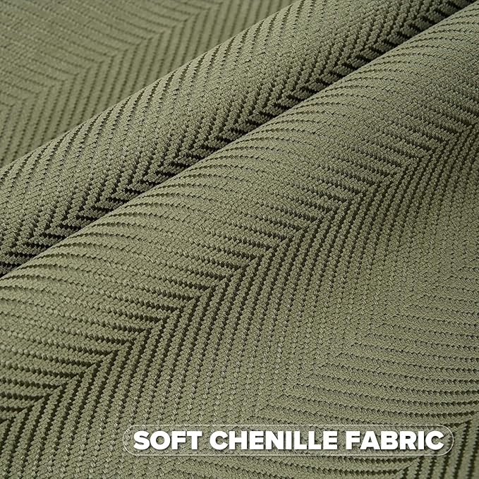 FUTEI Moss Green Chenille Throw Pillow Covers 16x16 Inch Set of 2,Soft Wide Chevron Textured Cushion Case,Farmhouse Home Decor for Couch Bed Living Room