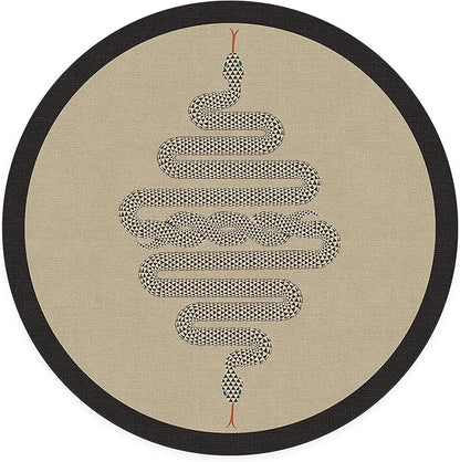 RUGGABLE x Jonathan Adler Machine Washable Modern Area Rug – Venom Neutral 6 ft Round, Stain-Resistant, Non-Slip – Medium Rugs for Living Room, Bedroom, Hallway, Entryway & Office–with Cushioned Pad