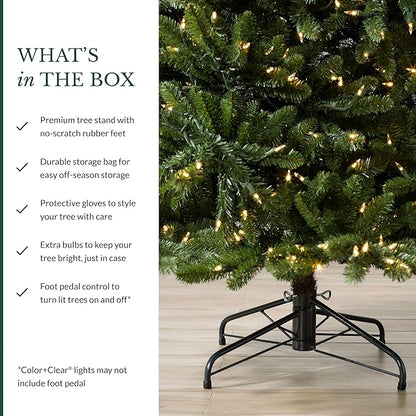 Balsam Hill 6.5ft Pre-Lit Classic Blue Spruce - Artificial Christmas Tree with 2144+ Tips, 700 Clear Incandescent Lights, Easy Plug Technology & Premium Stand for Indoor Holiday Decorating