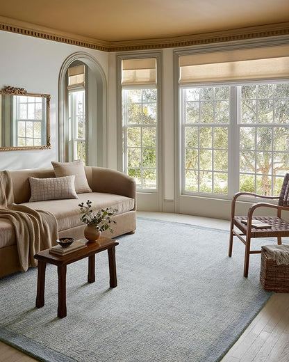 Loloi Magnolia Home by Joanna Gaines Henley Collection HNY-01 Ivory/Blue 9'-3" x 13' Area Rug