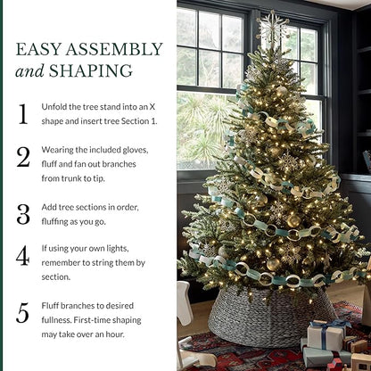 Balsam Hill 6.5ft Unlit Classic Blue Spruce - Artificial Christmas Tree with 2,144+ Tips, Premium Stand & Easy Assembly for Indoor Holiday Decorating