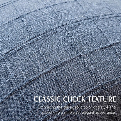 Foindtower Set of 2 Decorative Linen Check Throw Pillow Covers Neutral Farmhouse Lumbar Cushion Covers Modern Coastal Boho Home Decor for Sofa Chair Couch Bedroom Living Room,12×20 Inch,Blue