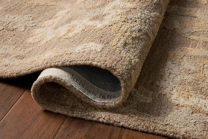 Loloi Chris Loves Julia Dorothea Collection DRT-01 Bark/Stone 8'-6" x 11'-6" Area Rug Wool Neutral Floral Living Room Bedroom Carpet