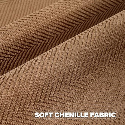 FUTEI Rust Chenille Throw Pillow Covers 22x22 Inch Set of 2,Soft Wide Chevron Textured Cushion Case,Farmhouse Home Decor for Couch Bed Living Room