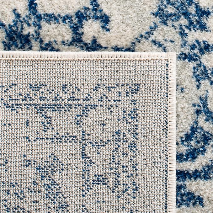 SAFAVIEH Evoke Collection 6'7" x 9' Ivory / Navy EVK256N Oriental Distressed Non-Shedding Living Room Bedroom Dining Home Office Area Rug