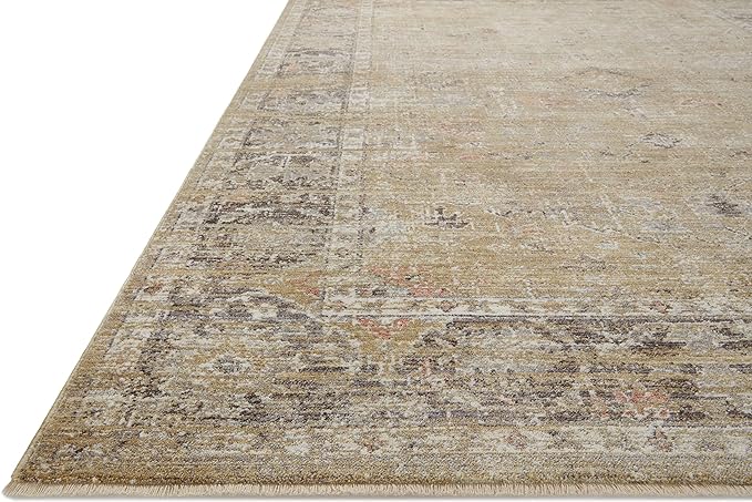 Loloi Magnolia Home by Joanna Gaines Millie Collection MIE-03 Gold/Charcoal 7'-10" x 10', .25" Pile Height, Area Rug