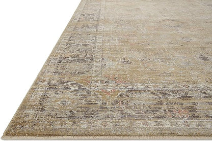 Loloi Magnolia Home by Joanna Gaines Millie Collection MIE-03 Gold/Charcoal 7'-10" x 10', .25" Pile Height, Area Rug