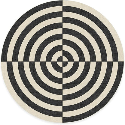 RUGGABLE x Jonathan Adler Machine Washable Modern Area Rug – Op Art Charcoal 8 ft Round, Stain-Resistant, Non-Slip – Large Rugs for Living Room, Bedroom, Hallway, Entryway & Office–with Cushioned Pad