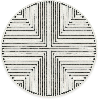 RUGGABLE x Jonathan Adler Machine Washable Area Rug – Inkdrop Black & Ivory 8 ft Round, Stain-Resistant, Non-Slip – Large Rugs for Living Room, Bedroom, Hallway, Entryway & Office–with Standard Pad