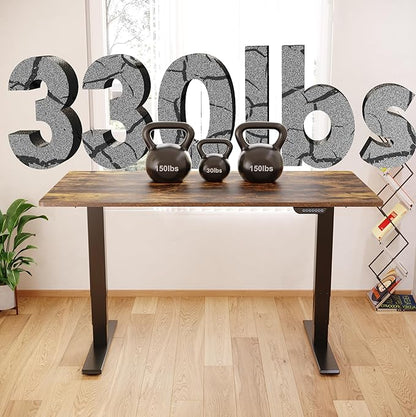 FLEXISPOT E6 MAX Dual Motor 55x28 Inch 3-Stage Heavy Duty Standing Desk, 330lbs Weight Capacity, Height Adjustable Desk w/Cable Management & Wheels (Seamless Special Walnut Desktop + Black Frame)
