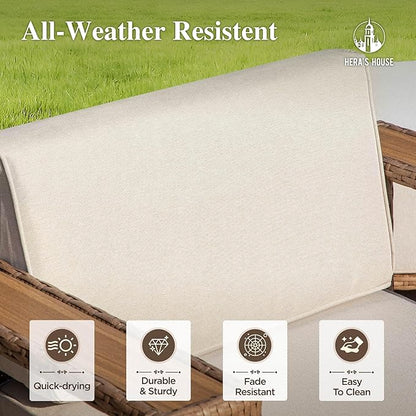 HERA'S HOUSE 6 Pieces Patio Furniture Set, Sectional Outdoor Rattan Wicker Sofa, All Weather Patio Conversation Set with 5.3" Widened Armrest, 10" Ultra Thick Comfy Sponge Cushion, Patio Couch