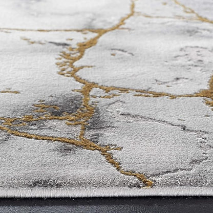 SAFAVIEH Craft Collection Area Rug - 10' Square, Grey & Gold, Modern Abstract Design, Non-Shedding & Easy Care, Ideal for High Traffic Areas in Living Room, Bedroom (CFT877F)