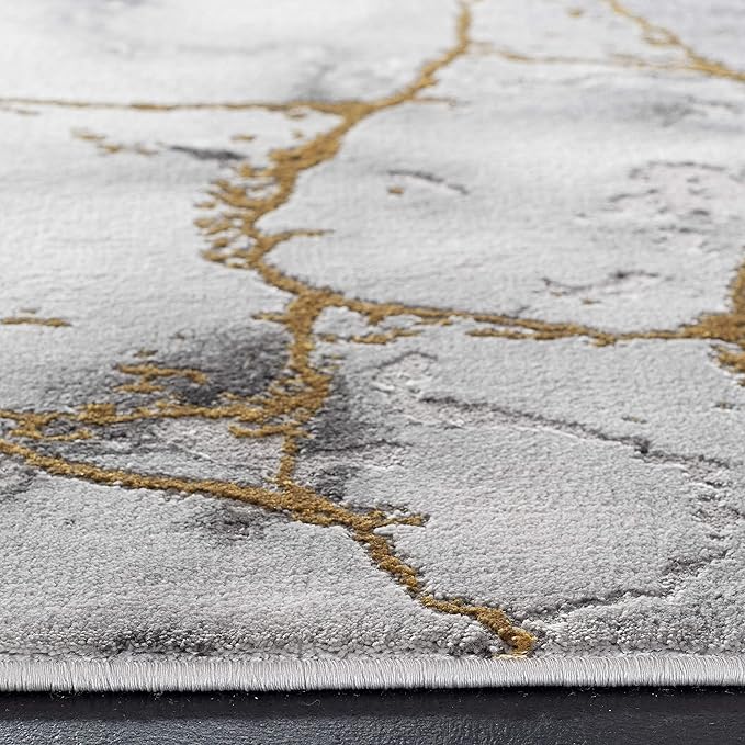 SAFAVIEH Craft Collection X-Large Area Rug - 11' x 15', Grey & Gold, Modern Abstract Design, Ideal for High Traffic Areas in Living Room, Bedroom, Dining (CFT877F-1115)