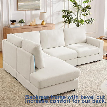 100“ L Shaped Couch with Reversible Chaise Sectional couches Sofa Corner Couches for Living Room,Apartment and Compact Spaces(Cream)