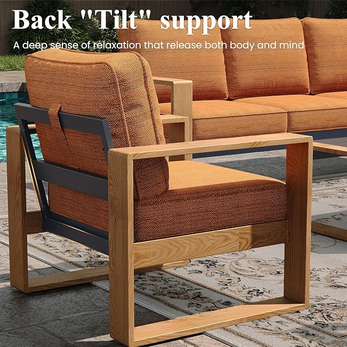 LayinSun Aluminum Patio Furniture Set 2 Seat Loveseat, Oversized Seat with Hight Back, Outdoor Conversation Sets for Porch, Balcony, Deck
