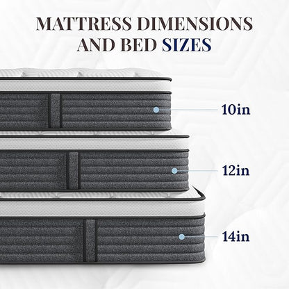 CH CHARME HOUSE King Size Mattress, 14 Inch Hybrid King Size, Medium Feel Foam and Individual Pocket Springs, Fiberglass Free Bed Mattress, Extra Edge Support, Pressure Relief, CertiPUR-US