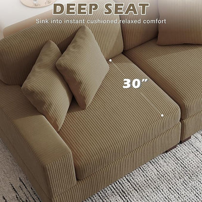 Modular Sectional Couches for Living Room, 118" Modern Upholstered 3-Seater Sofa Couche for Living Room Bedroom, Camel