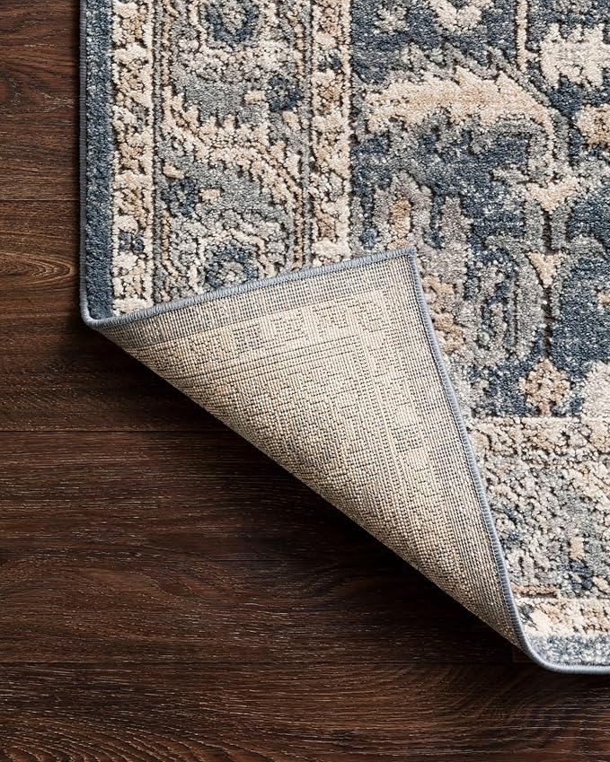 Loloi Teagan Collection TEA-03 Denim/Pebble 3'-4" x 5'-7" Accent Rug, Large, Soft Neutral Rug, High-Traffic for Living Room, Bedroom, Home Office, Dining Area