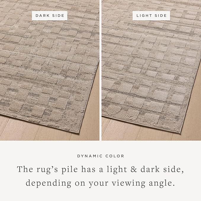 Loloi Amber Lewis Monty Collection MOT-06 Pebble/Beige 7'-10" x 10', .50" Pile Height, Area Rug